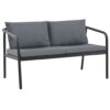2-Sitzer-Gartenbank mit Auflagen Grau Aluminium