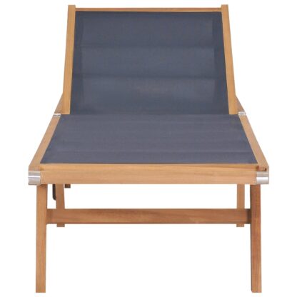 Sonnenliege Klappbar mit Rädern Teak Massivholz und Textilene - Image 2