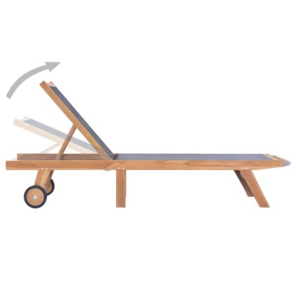 Sonnenliege Klappbar mit Rädern Teak Massivholz und Textilene - Image 3