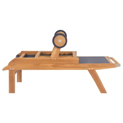 Sonnenliege Klappbar mit Rädern Teak Massivholz und Textilene - Image 5