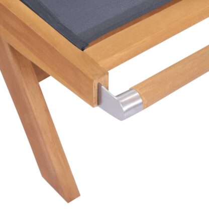 Sonnenliege Klappbar mit Rädern Teak Massivholz und Textilene - Image 6