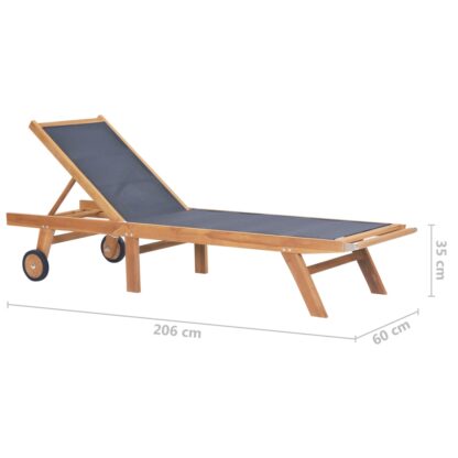 Sonnenliege Klappbar mit Rädern Teak Massivholz und Textilene - Image 9
