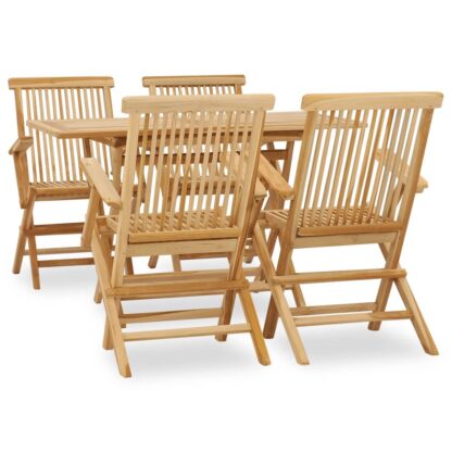 5-tlg. Garten-Essgruppe Teak Massivholz