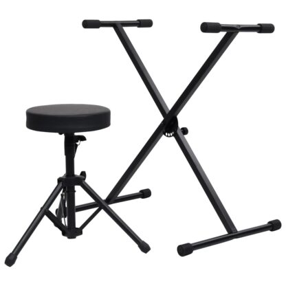 Keyboardständer und Hocker Set Schwarz