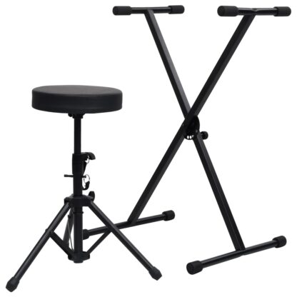 Keyboardständer und Hocker Set Schwarz - Image 2