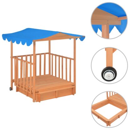 Kinderspielhaus mit Sandkasten Tannenholz Blau UV50 - Image 2