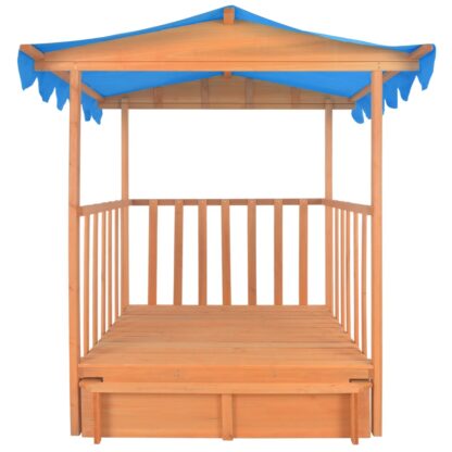 Kinderspielhaus mit Sandkasten Tannenholz Blau UV50 - Image 4
