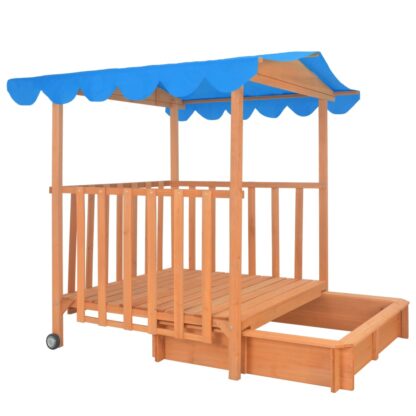 Kinderspielhaus mit Sandkasten Tannenholz Blau UV50 - Image 6