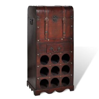 Holz-Flaschenregal für 9 Flaschen mit Aufbewahrungstruhe