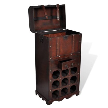 Holz-Flaschenregal für 9 Flaschen mit Aufbewahrungstruhe - Image 3
