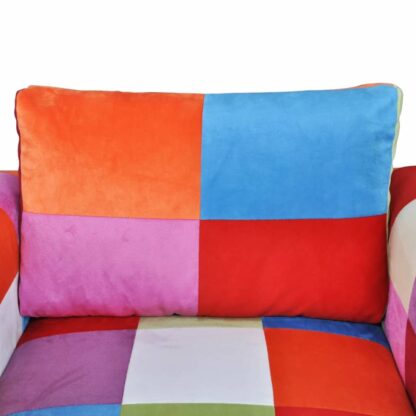 Würfel-Sessel mit verchromten Füßen Patchwork-Design Stoff - Image 7
