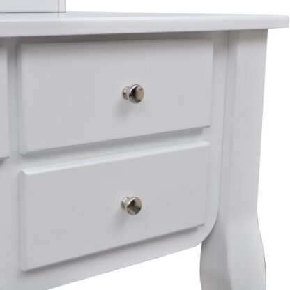 Schminktisch mit Spiegel und Hocker 7 Schubladen Weiß - Image 9