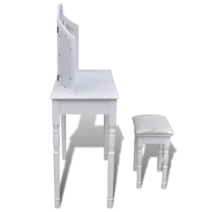 Schminktisch mit 3-in-1 Spiegel und Hocker 2 Schubladen Weiß - Image 5
