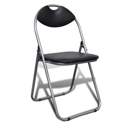 Klappbare Esszimmerstühle 6 Stk. Schwarz Kunstleder und Stahl - Image 2