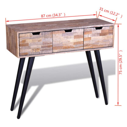Konsolentisch mit 3 Schubladen Altholz Teak - Image 9