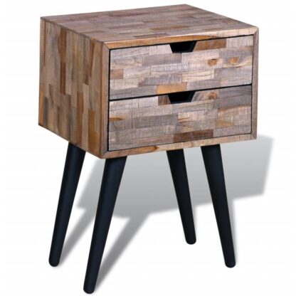 Nachttisch mit 2 Schubladen Altholz Teak - Image 2