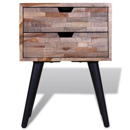 Nachttisch mit 2 Schubladen Altholz Teak - Image 7