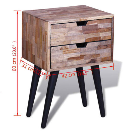 Nachttisch mit 2 Schubladen Altholz Teak - Image 9