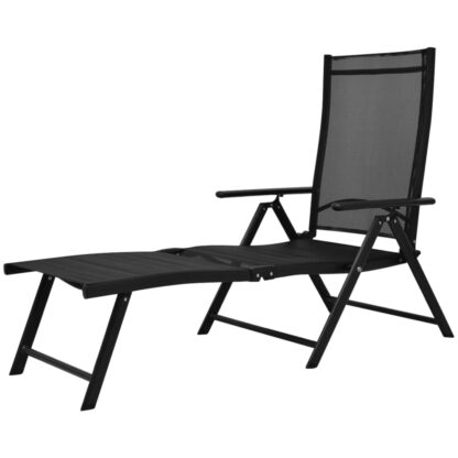 Sonnenliege Klappbar Aluminium 178x63,5x96 cm Schwarz - Image 2