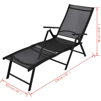 Sonnenliege Klappbar Aluminium 178x63,5x96 cm Schwarz - Image 6