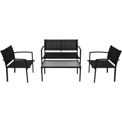 4-tlg. Garten-Lounge-Set Textilene Schwarz - Image 2
