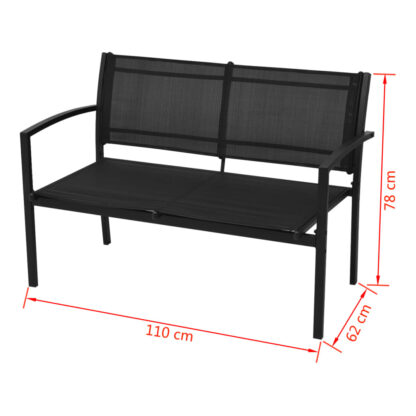 4-tlg. Garten-Lounge-Set Textilene Schwarz - Image 7