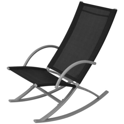 Garten-Schaukelstühle 2 Stk. Stahl und Textiline Schwarz - Image 2