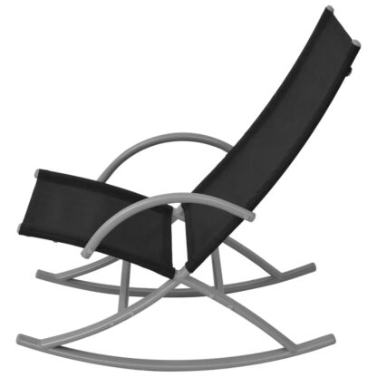 Garten-Schaukelstühle 2 Stk. Stahl und Textiline Schwarz - Image 3