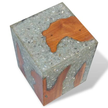 Hocker Teak Massivholz und Harz - Image 6