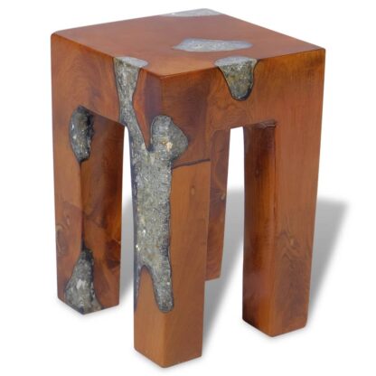 Hocker Massivholz Teak und Harz - Image 2