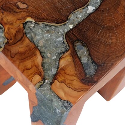 Hocker Massivholz Teak und Harz - Image 11