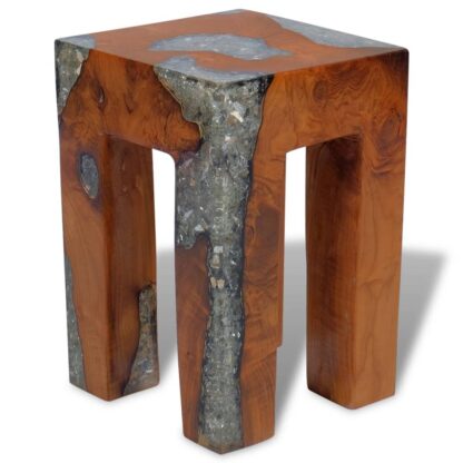 Hocker Massivholz Teak und Harz - Image 3