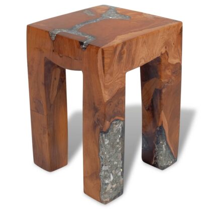 Hocker Massivholz Teak und Harz - Image 5