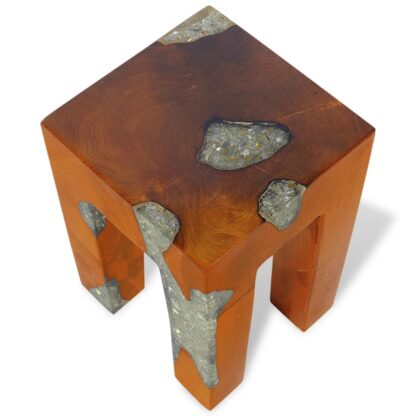 Hocker Massivholz Teak und Harz - Image 6