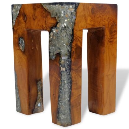 Hocker Massivholz Teak und Harz - Image 9
