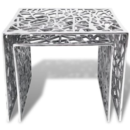 Beistelltische 2 Stk. Quadratisch Silbern Aluminium - Image 3
