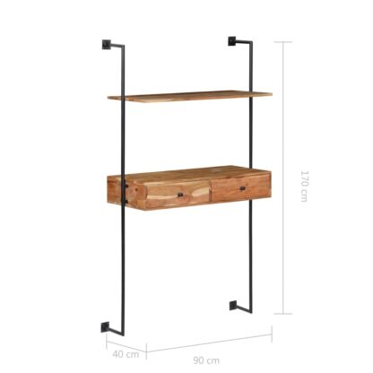 Wandschreibtisch 90x40x170 cm Massivholz Akazie - Image 8