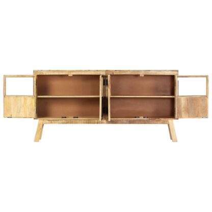 Sideboard Braun und Schwarz 160×30×80 cm Raues Mango-Massivholz - Image 3