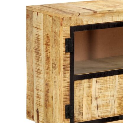 Sideboard Braun und Schwarz 160×30×80 cm Raues Mango-Massivholz - Image 5