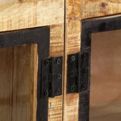 Sideboard Braun und Schwarz 160×30×80 cm Raues Mango-Massivholz - Image 6