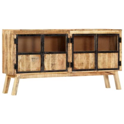 Sideboard Braun und Schwarz 160×30×80 cm Raues Mango-Massivholz - Image 8