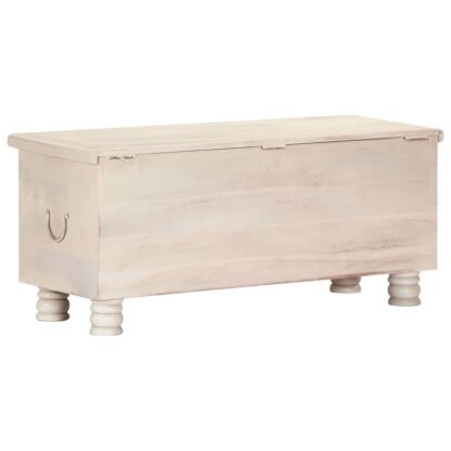 Aufbewahrungstruhe Weiß 110 x 40 x 45 cm Massivholz Akazie - Image 5