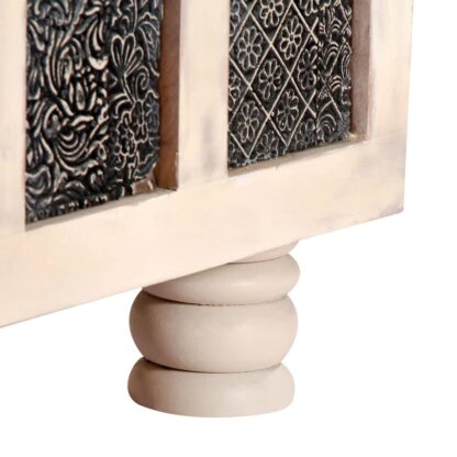 Aufbewahrungstruhe Weiß 110 x 40 x 45 cm Massivholz Akazie - Image 8