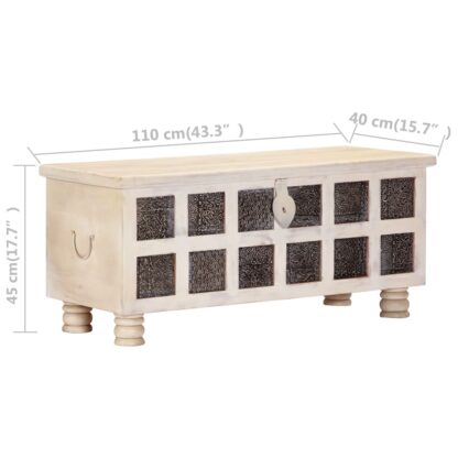 Aufbewahrungstruhe Weiß 110 x 40 x 45 cm Massivholz Akazie - Image 9