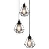Deckenleuchte mit Diamant-Design Schwarz 3 x E27 Glühbirnen