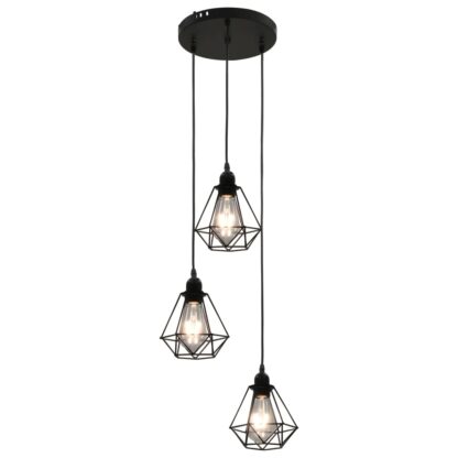 Deckenleuchte mit Diamant-Design Schwarz 3 x E27 Glühbirnen - Image 2