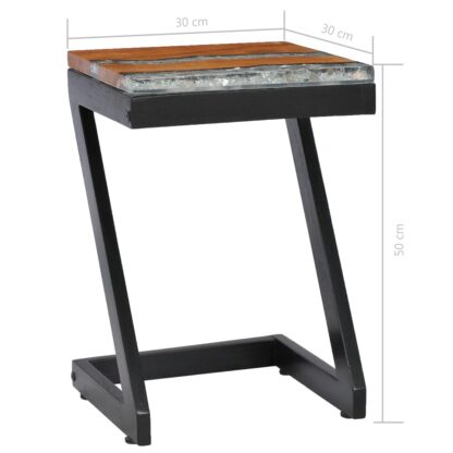 Couchtisch 30 x 30 x 50 cm Massivholz Teak und Polyresin - Image 8
