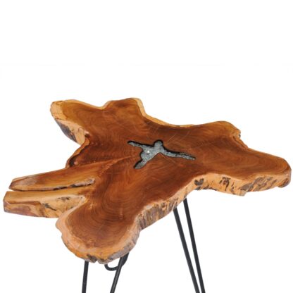 Couchtisch 70 x 45 cm Massivholz Teak und Polyresin - Image 3