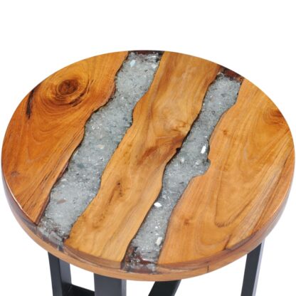 Couchtisch 40 x 45 cm Massivholz Teak und Polyresin - Image 4