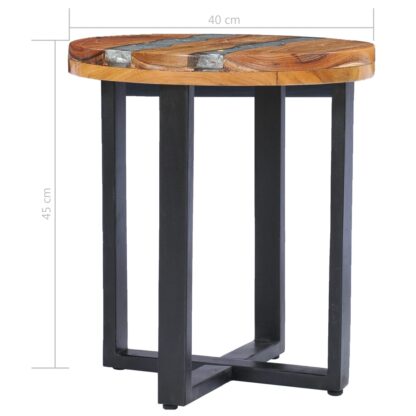 Couchtisch 40 x 45 cm Massivholz Teak und Polyresin - Image 7